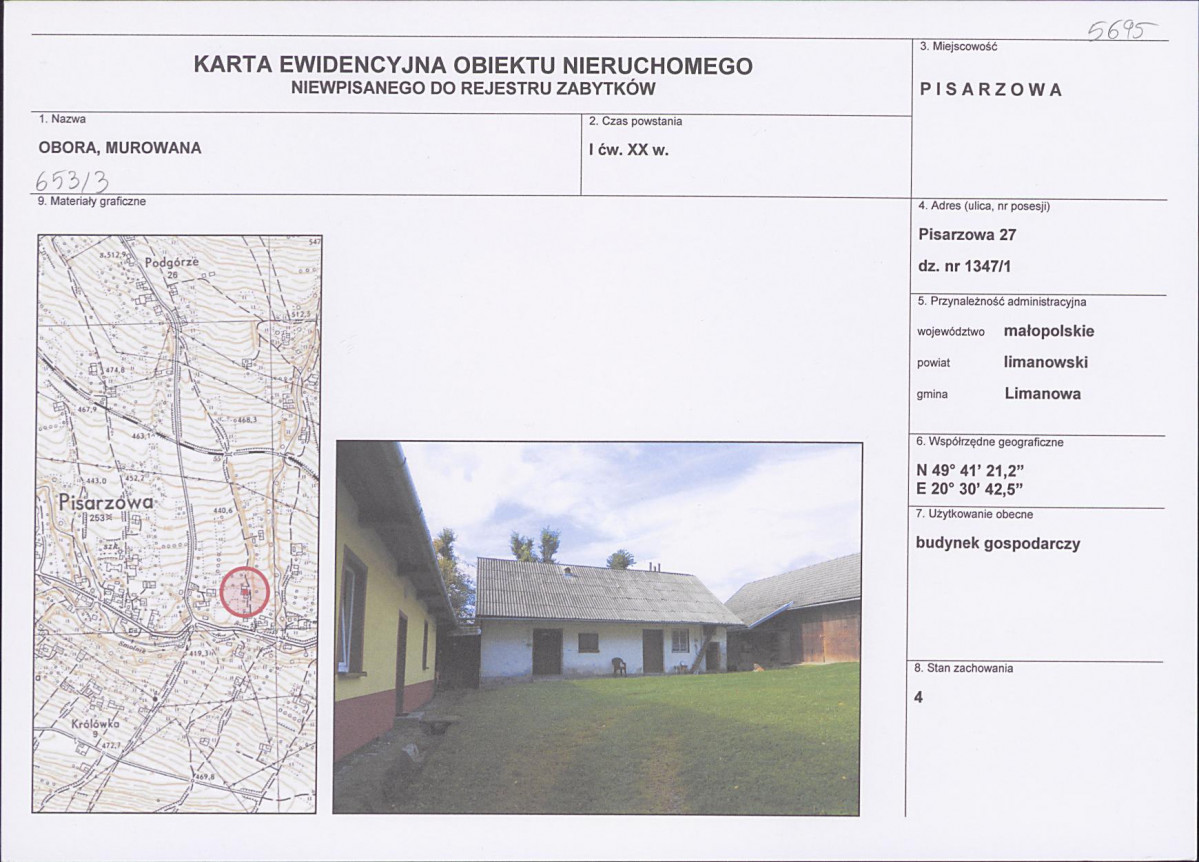 KEZN - Karta obiektu niewpisanego do rejestru, skan nr 1