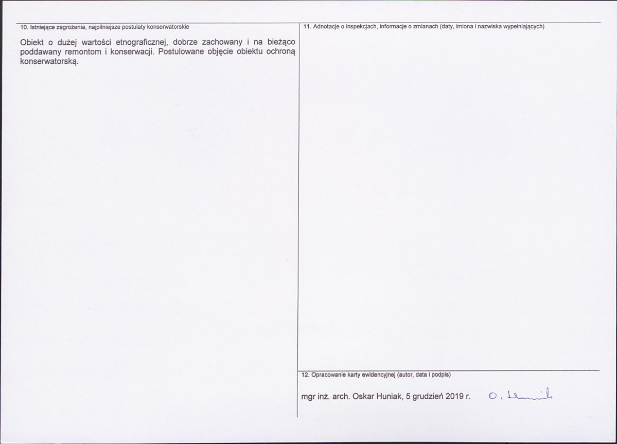 KEZN - Karta obiektu niewpisanego do rejestru, skan nr 2