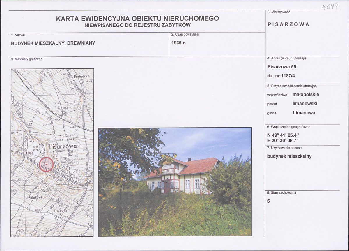 KEZN - Karta obiektu niewpisanego do rejestru, skan nr 1