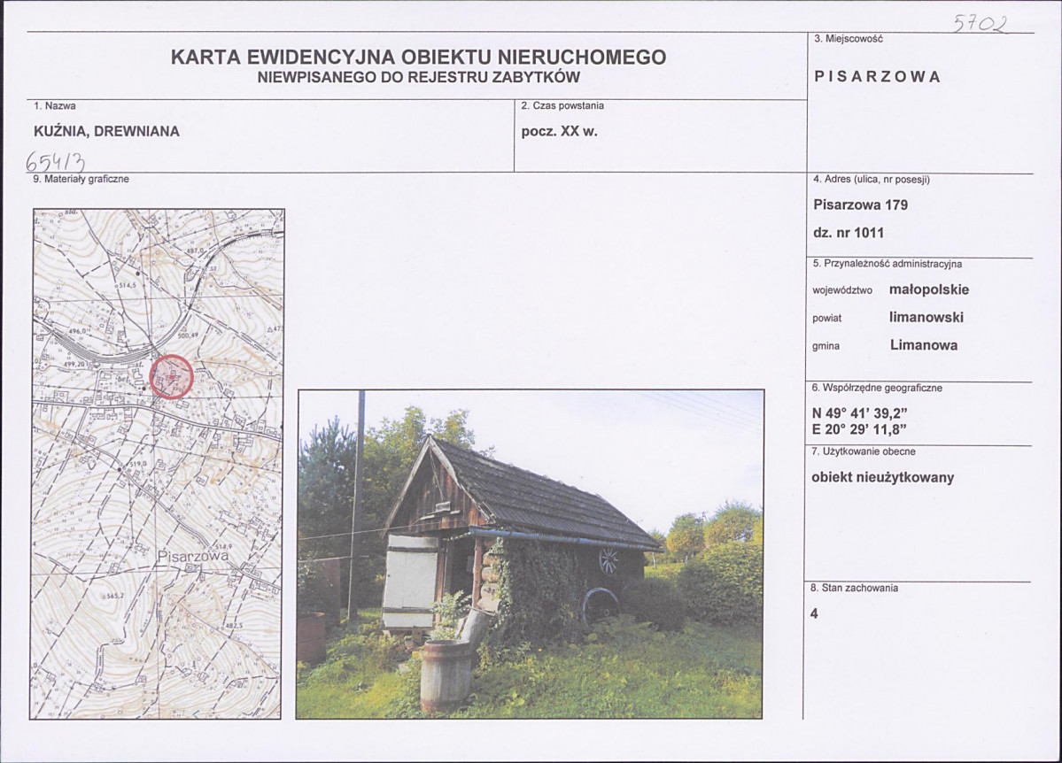 KEZN - Karta obiektu niewpisanego do rejestru, skan nr 1