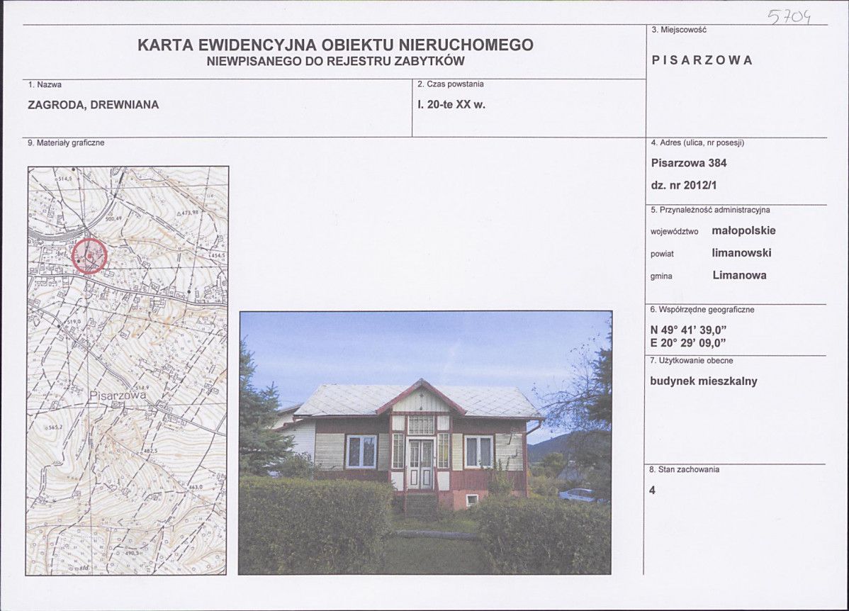 KEZN - Karta obiektu niewpisanego do rejestru, skan nr 1