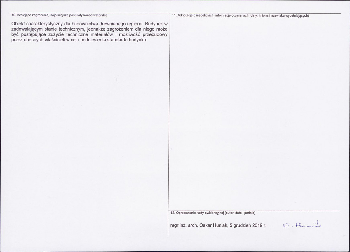 KEZN - Karta obiektu niewpisanego do rejestru, skan nr 2