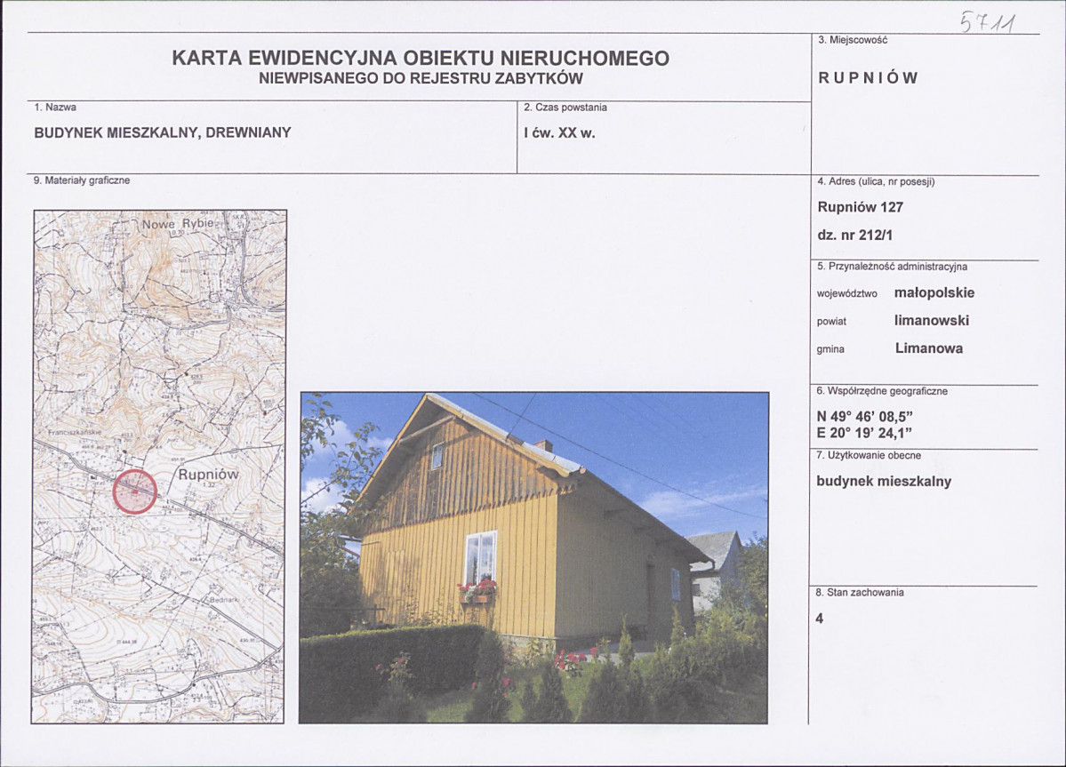 KEZN - Karta obiektu niewpisanego do rejestru, skan nr 1