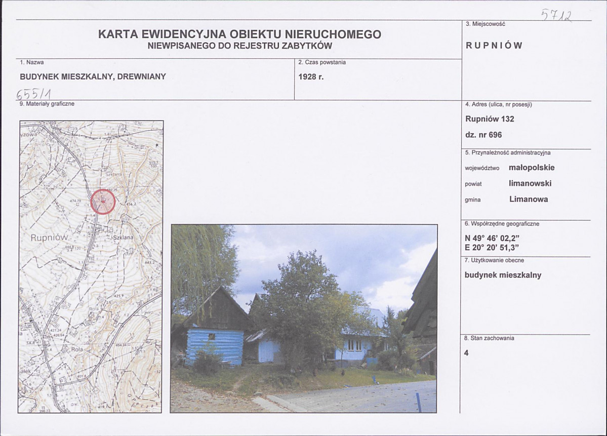 KEZN - Karta obiektu niewpisanego do rejestru, skan nr 1