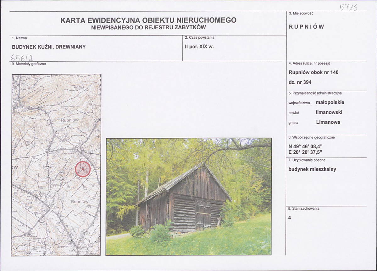 KEZN - Karta obiektu niewpisanego do rejestru, skan nr 1