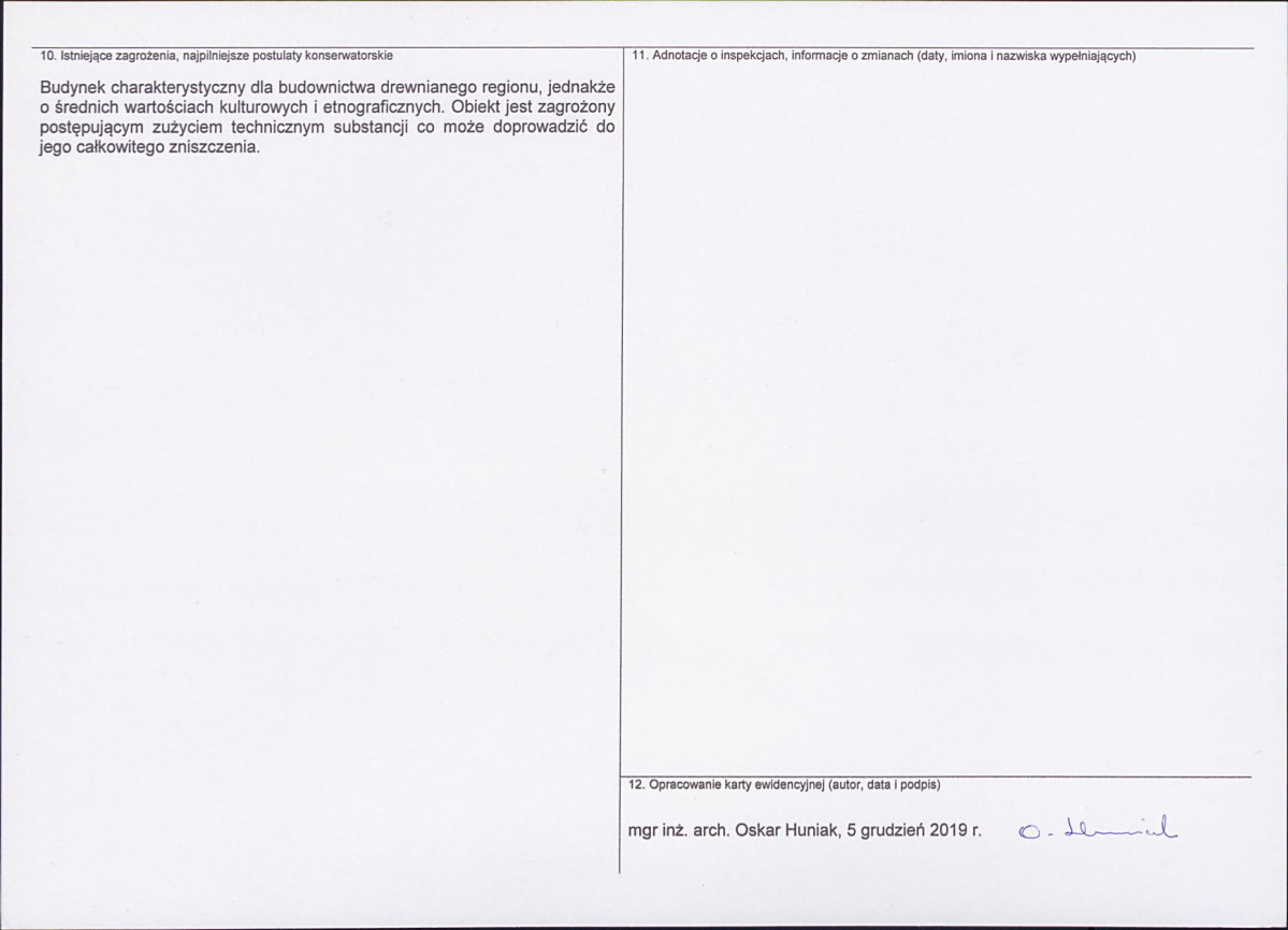 KEZN - Karta obiektu niewpisanego do rejestru, skan nr 2