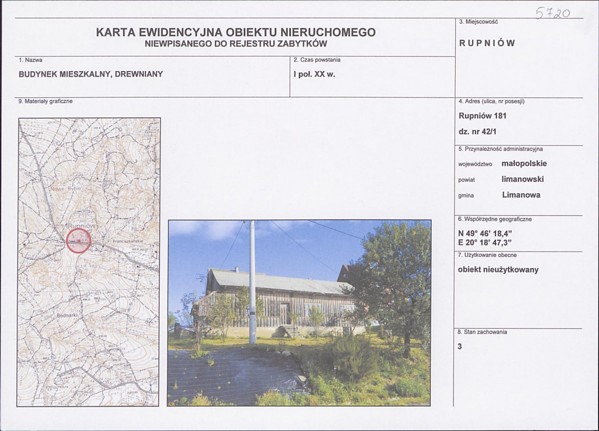 KEZN - Karta obiektu niewpisanego do rejestru, skan nr 1