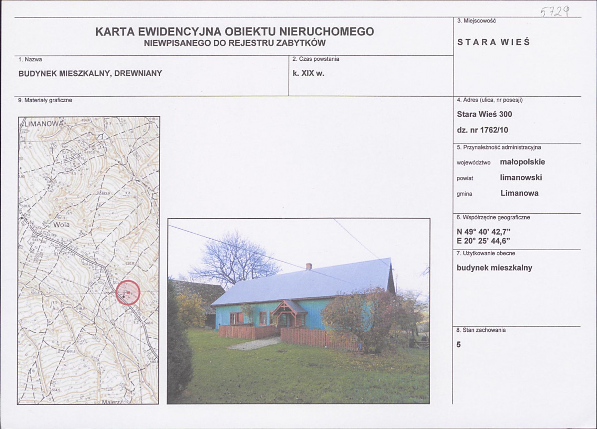KEZN - Karta obiektu niewpisanego do rejestru, skan nr 1