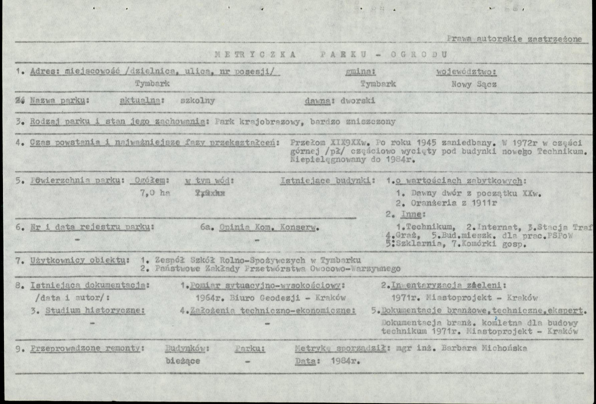 Ewidencja parkowa, skan nr 8