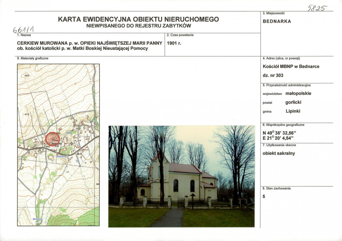 Karta obiektu niewpisanego do rejestru, skan nr 1