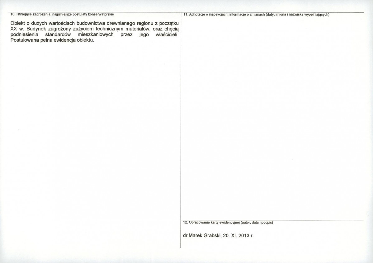 Karta obiektu niewpisanego do rejestru, skan nr 2