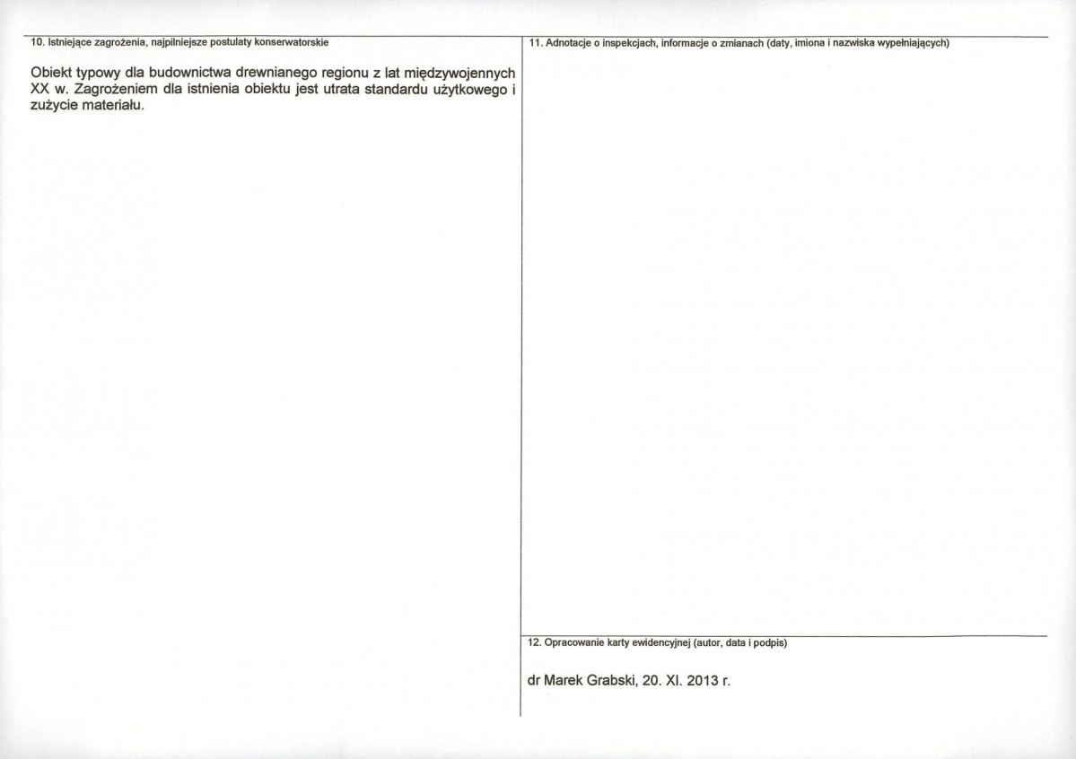 Karta obiektu niewpisanego do rejestru, skan nr 2