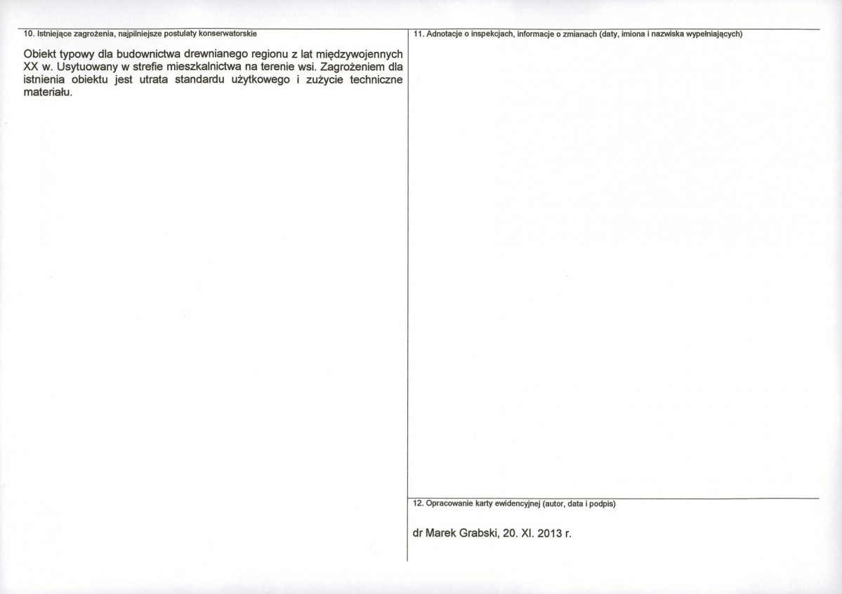 Karta obiektu niewpisanego do rejestru, skan nr 2
