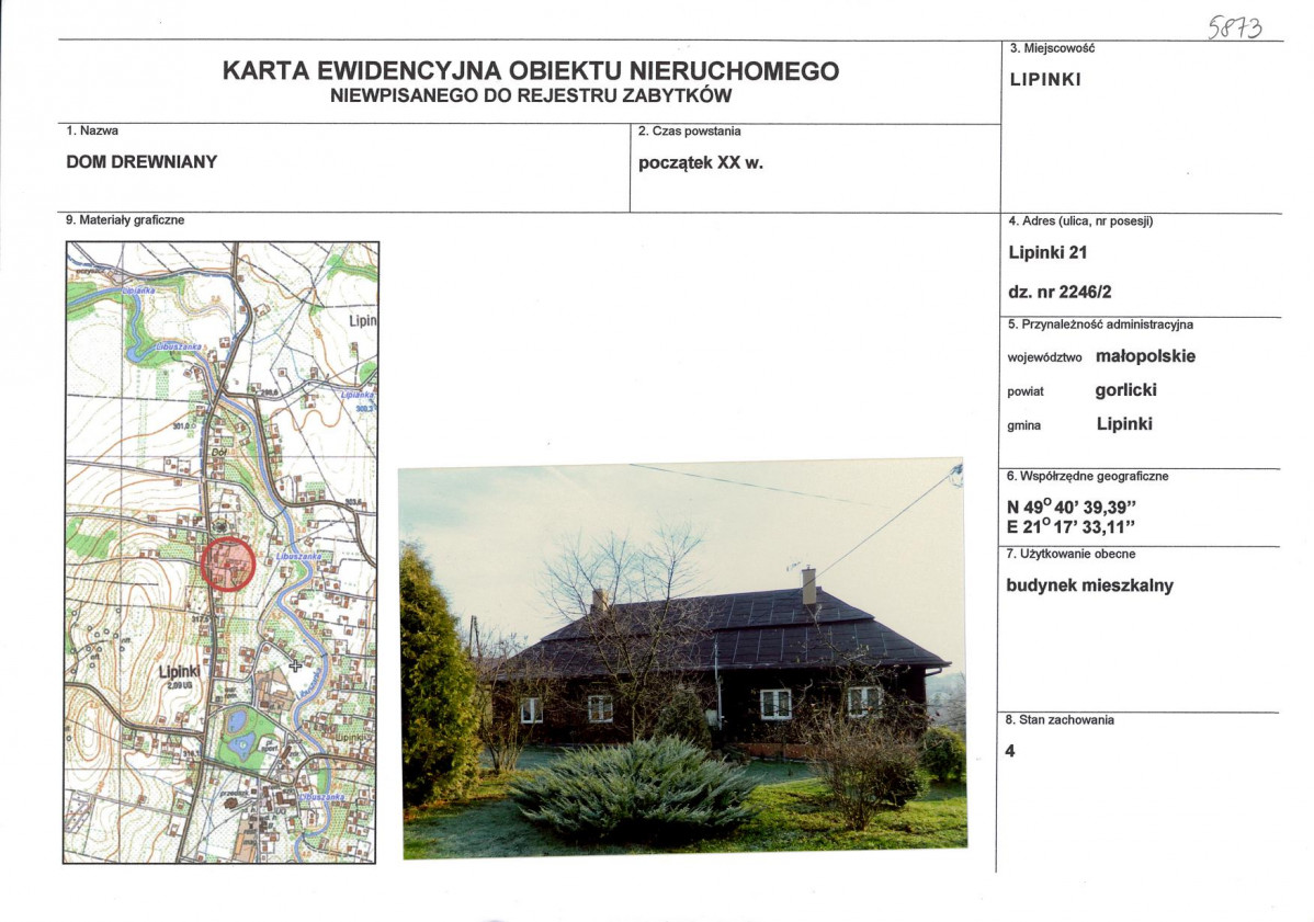 Karta obiektu niewpisanego do rejestru, skan nr 1