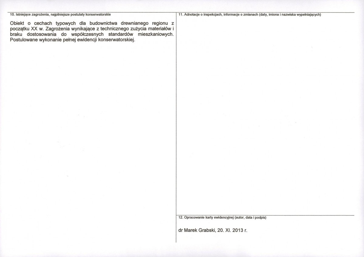 Karta obiektu niewpisanego do rejestru, skan nr 2