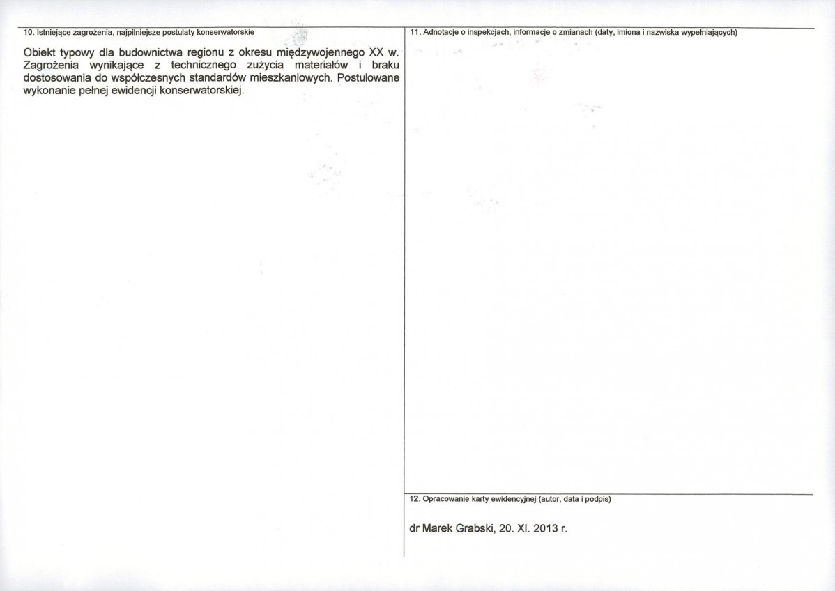 Karta obiektu niewpisanego do rejestru, skan nr 2