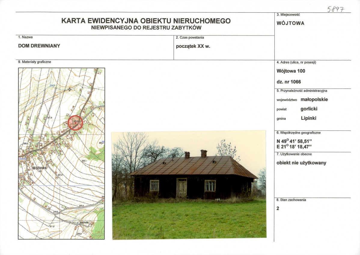 Karta obiektu niewpisanego do rejestru, skan nr 1