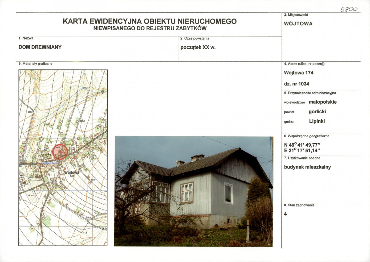 Karta obiektu niewpisanego do rejestru, skan nr 1