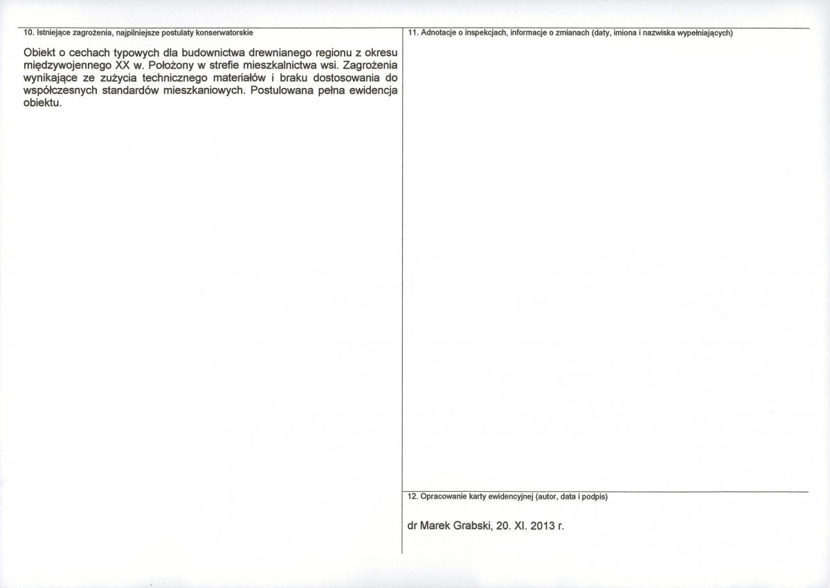Karta obiektu niewpisanego do rejestru, skan nr 2