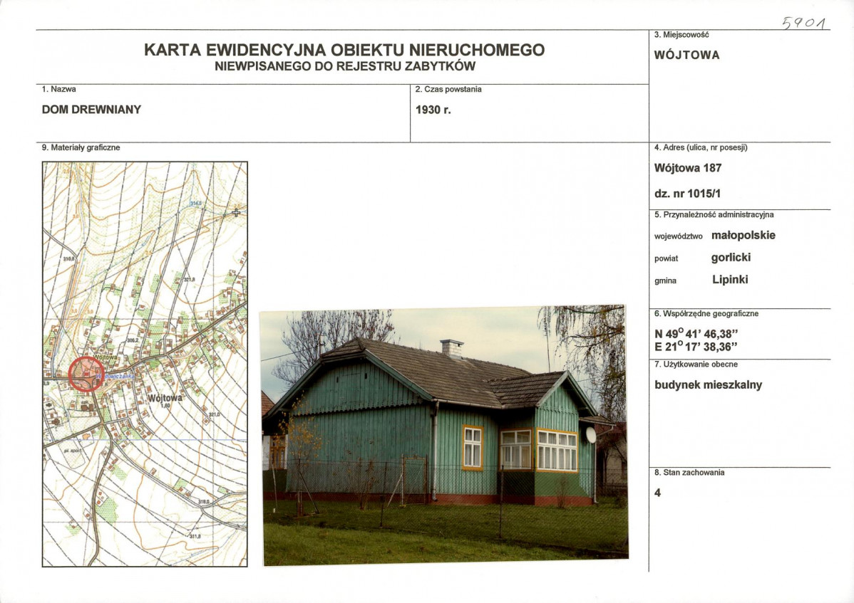 Karta obiektu niewpisanego do rejestru, skan nr 1