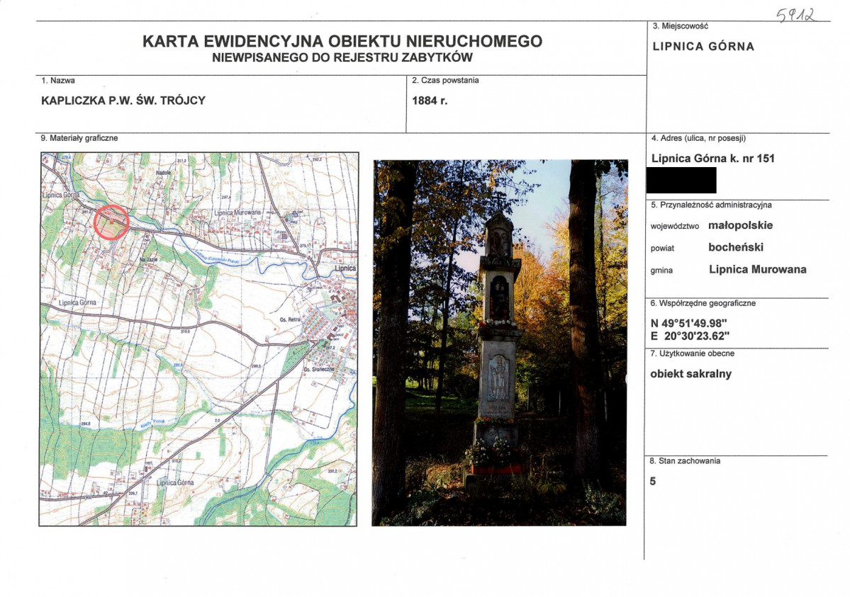 KEZN - Karta obiektu niewpisanego do rejestru, skan nr 1