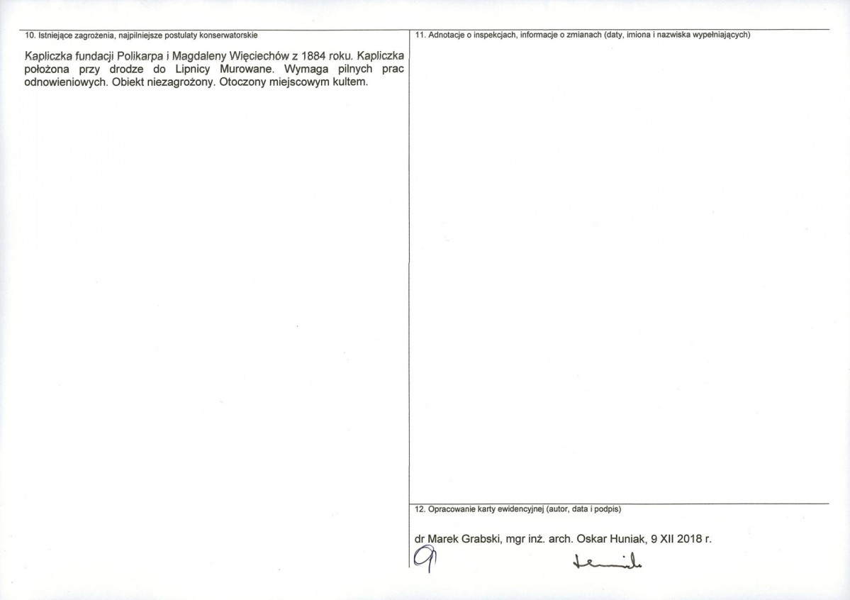 KEZN - Karta obiektu niewpisanego do rejestru, skan nr 2