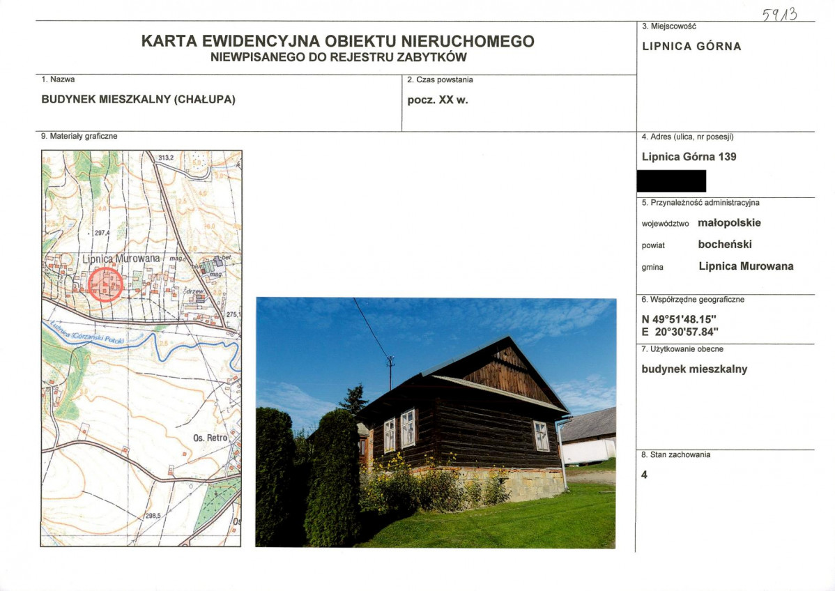 KEZN - Karta obiektu niewpisanego do rejestru, skan nr 1