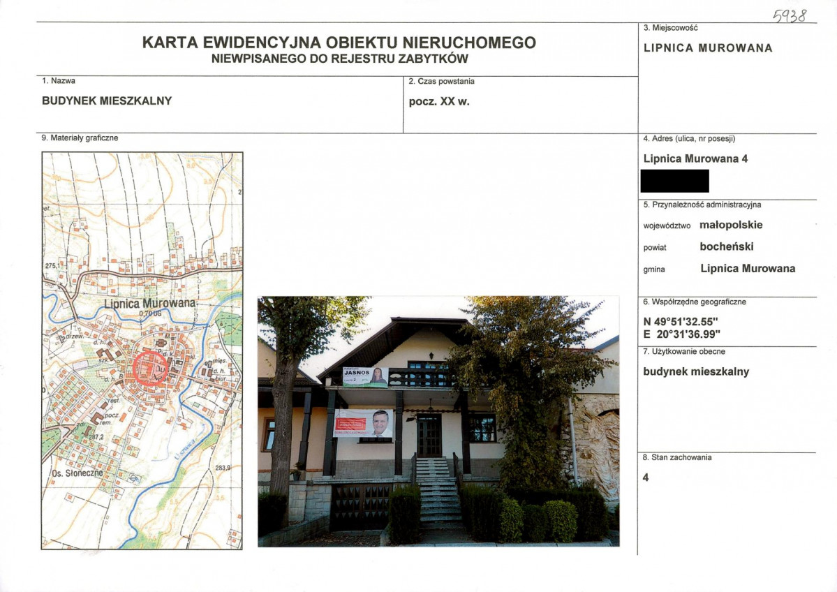 KEZN - Karta obiektu niewpisanego do rejestru, skan nr 1