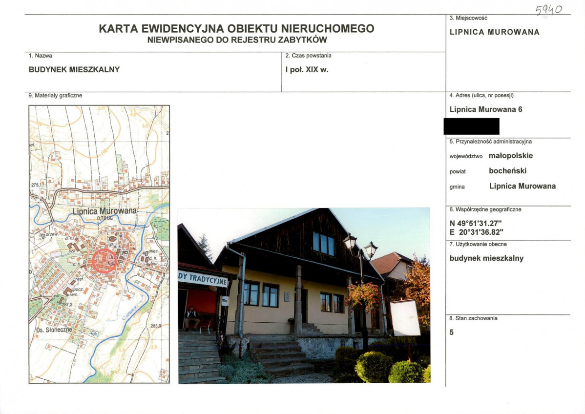 KEZN - Karta obiektu niewpisanego do rejestru, skan nr 1