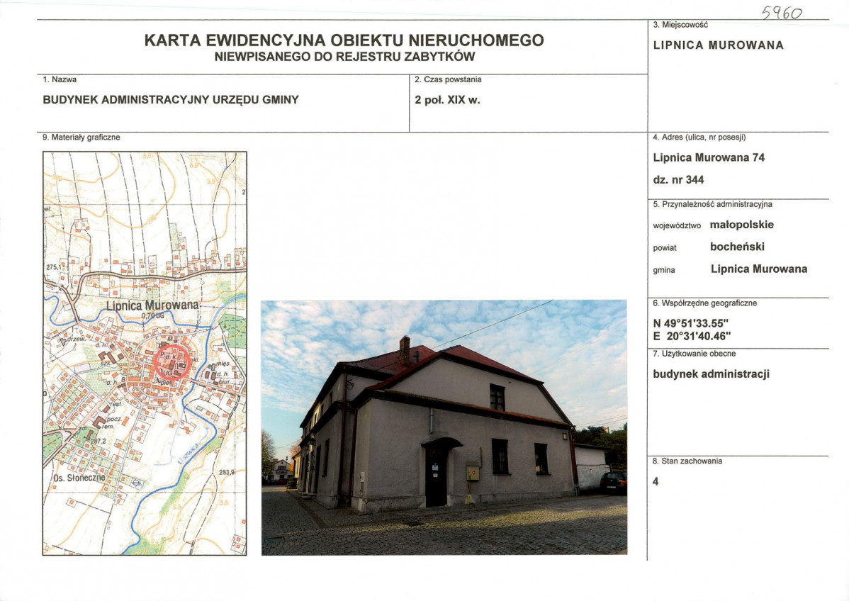 Karta obiektu niewpisanego do rejestru, skan nr 1