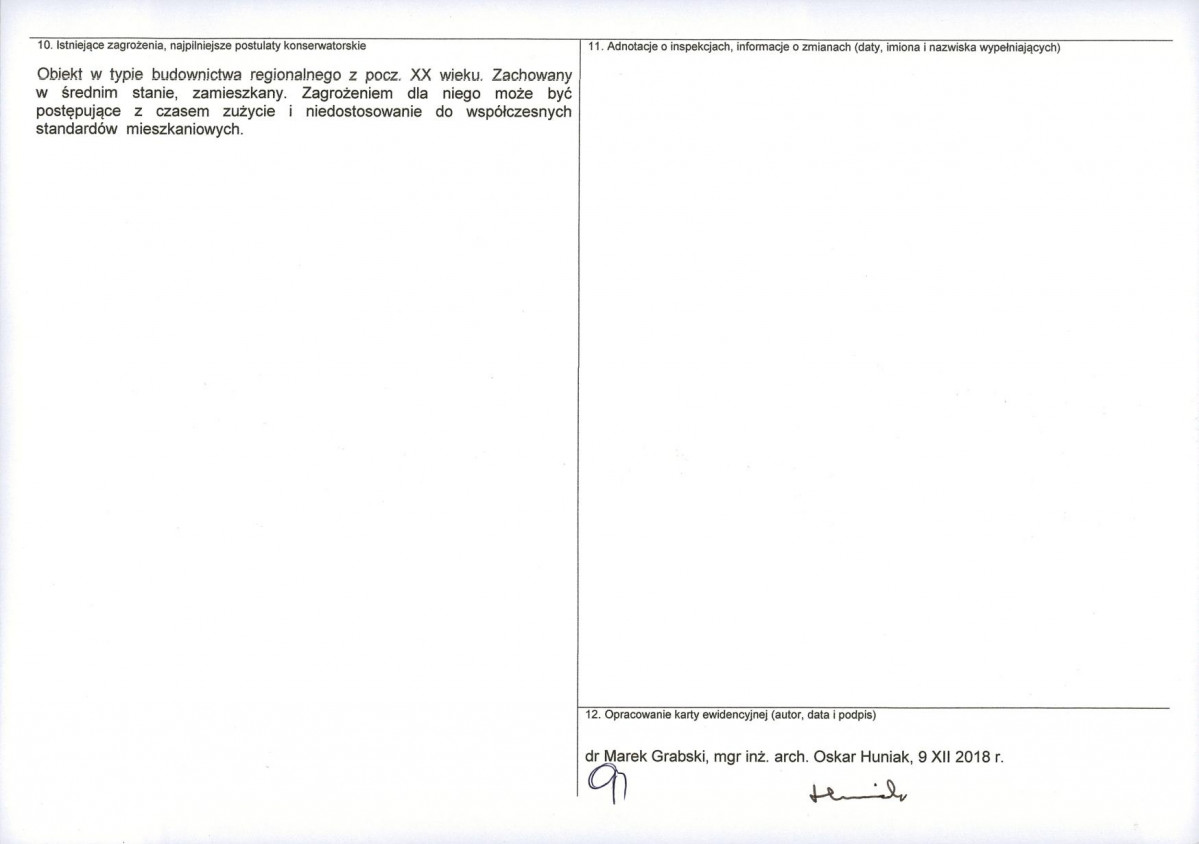 Karta obiektu niewpisanego do rejestru, skan nr 2