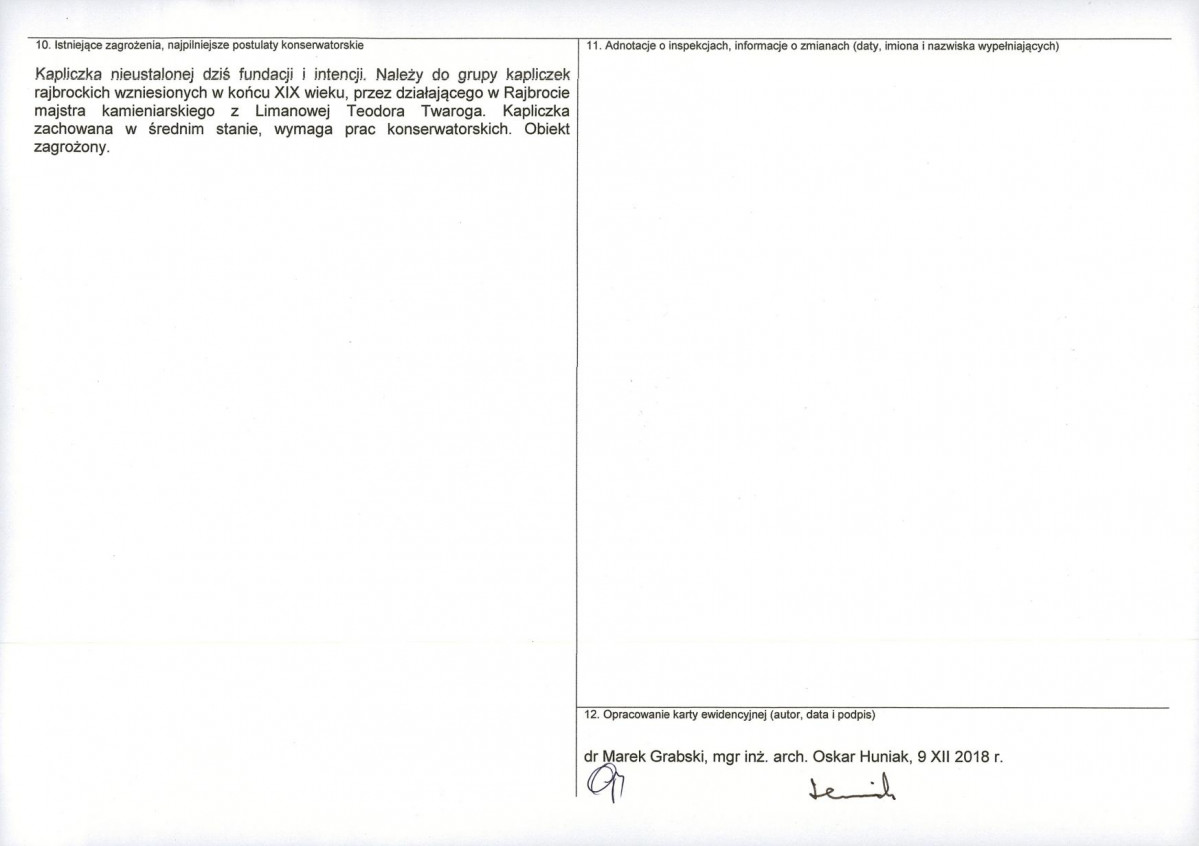 Karta obiektu niewpisanego do rejestru, skan nr 2