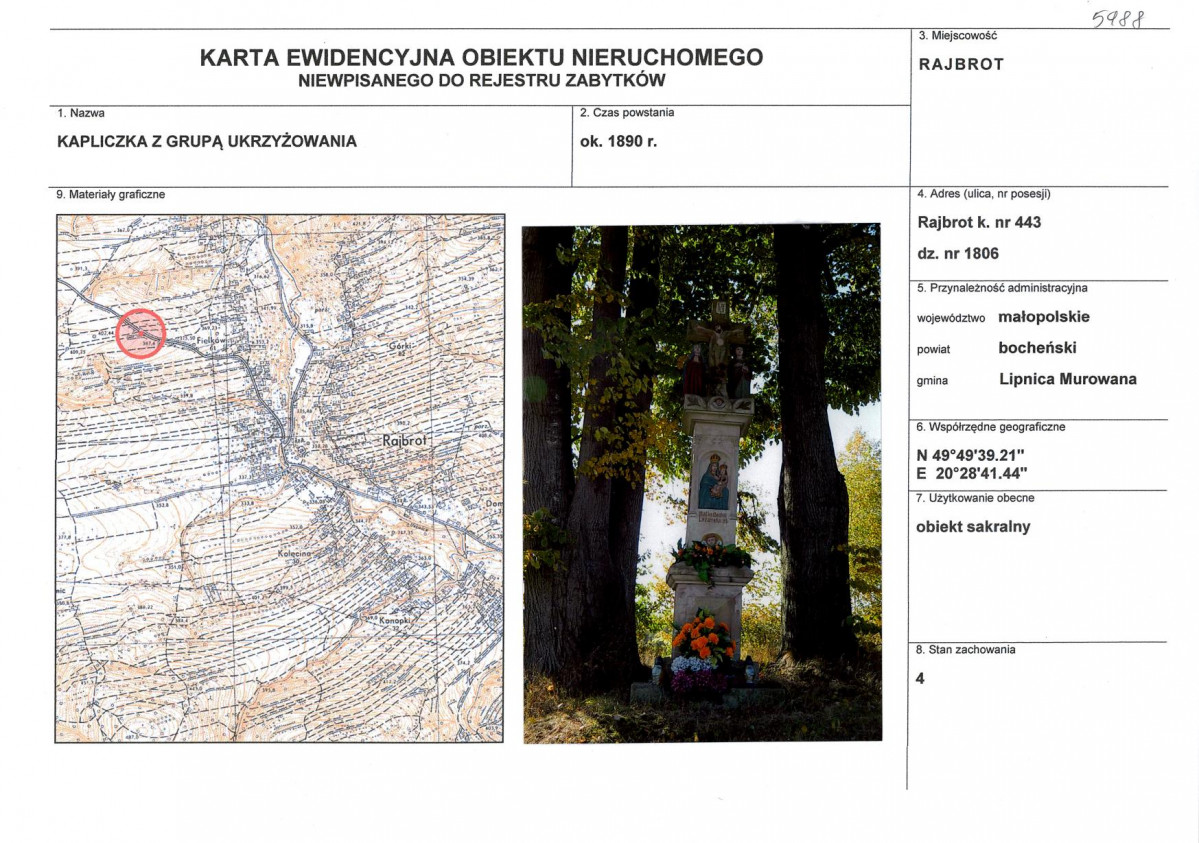 Karta obiektu niewpisanego do rejestru, skan nr 1
