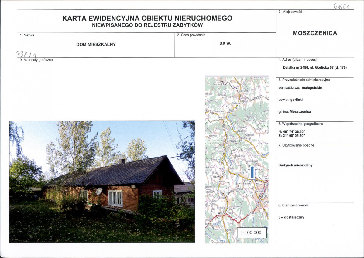 Karta obiektu niewpisanego do rejestru, skan nr 1