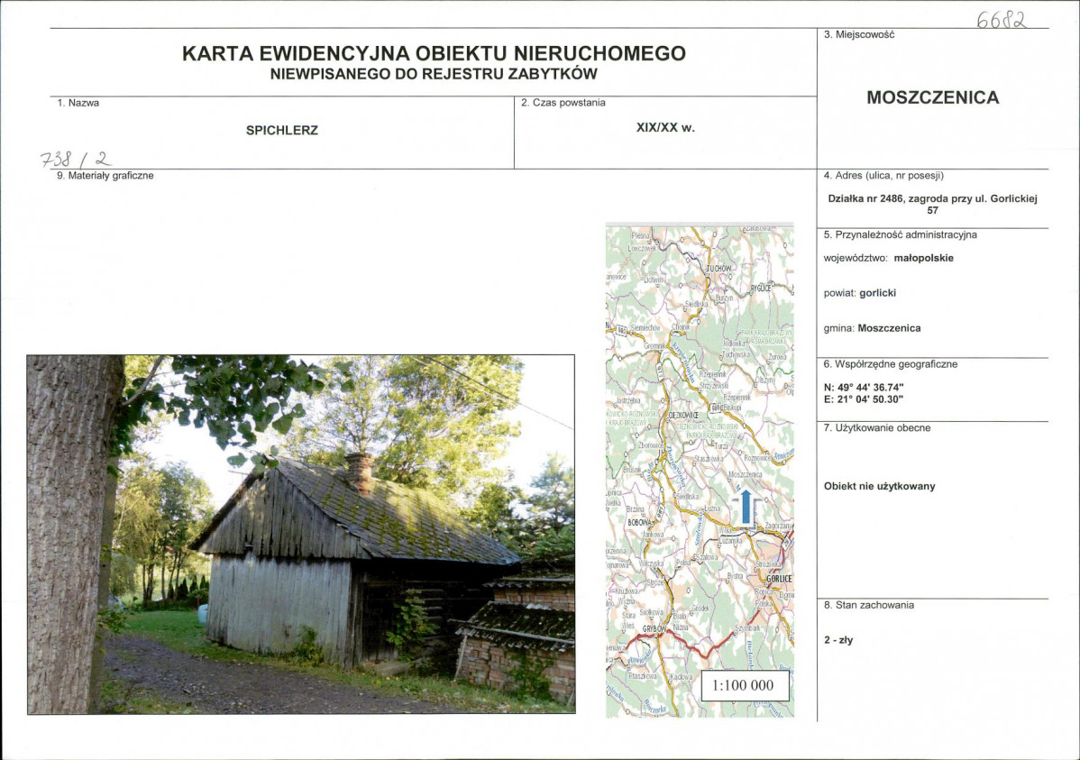 Karta obiektu niewpisanego do rejestru, skan nr 1