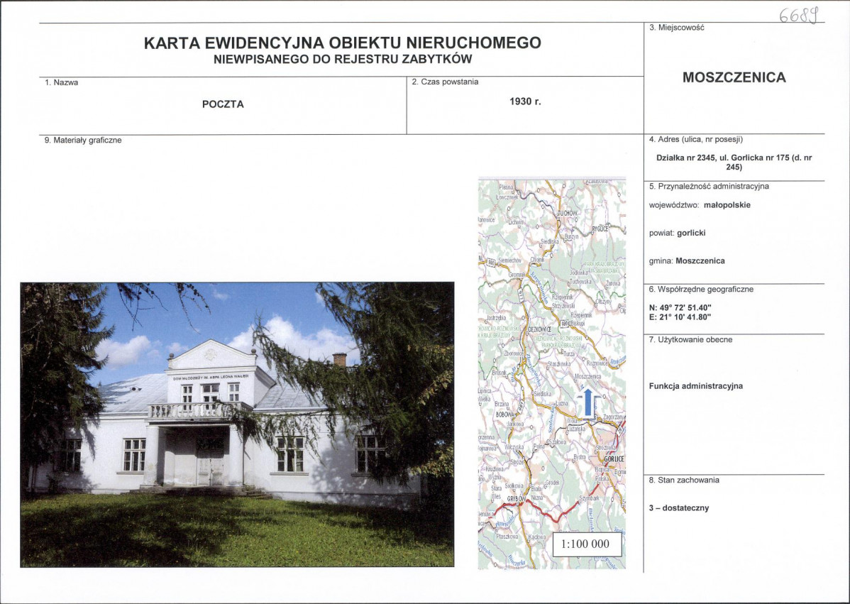 Karta obiektu niewpisanego do rejestru, skan nr 1