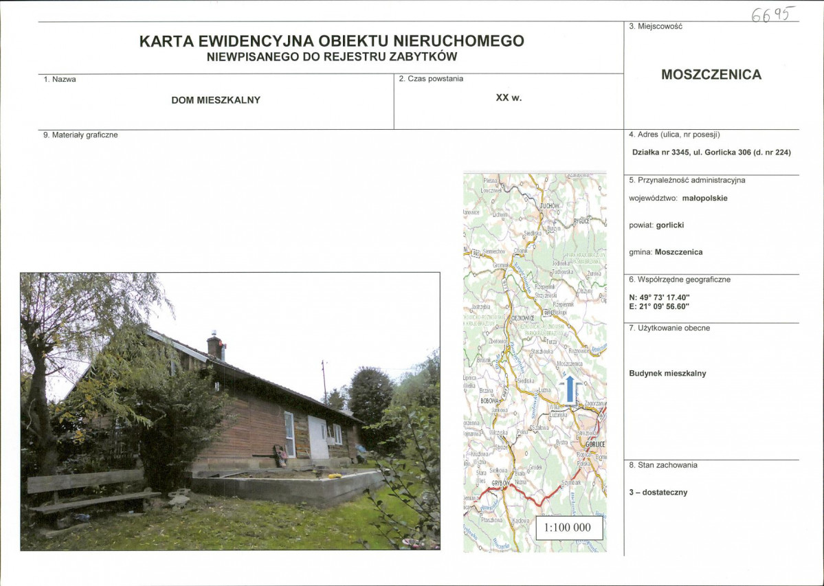 Karta obiektu niewpisanego do rejestru, skan nr 1