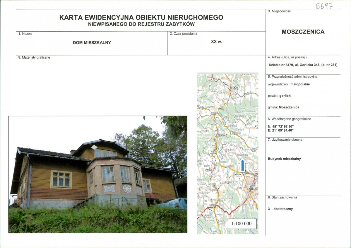 Karta obiektu niewpisanego do rejestru, skan nr 1