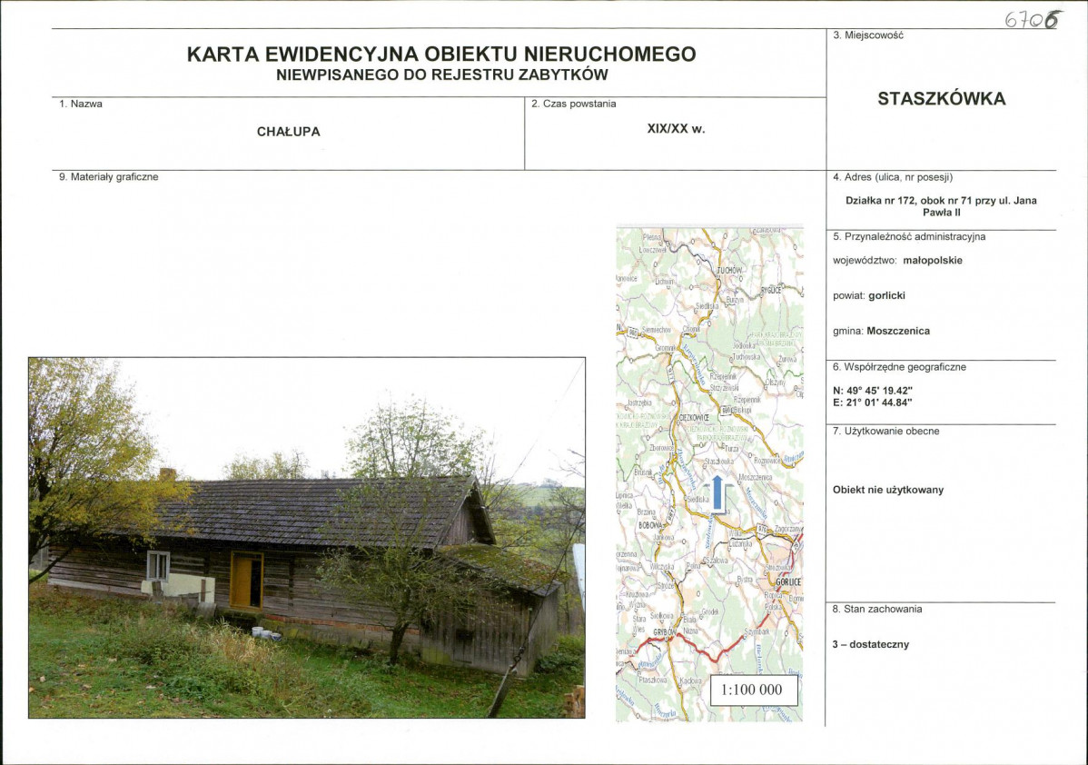 Karta obiektu niewpisanego do rejestru, skan nr 1