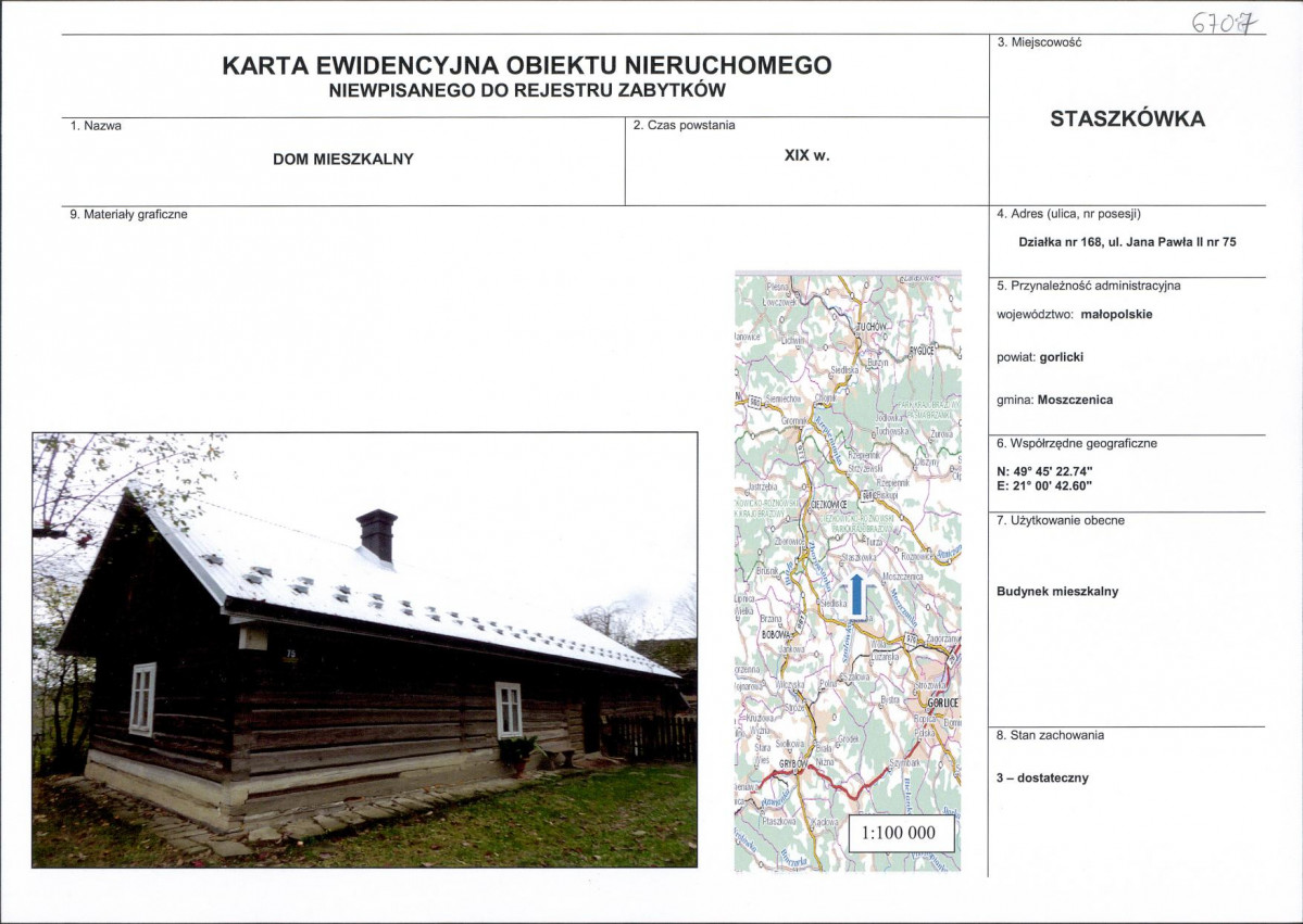 Karta obiektu niewpisanego do rejestru, skan nr 1
