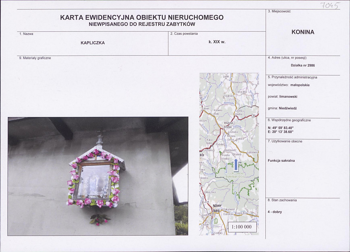 Karta obiektu niewpisanego do rejestru, skan nr 1