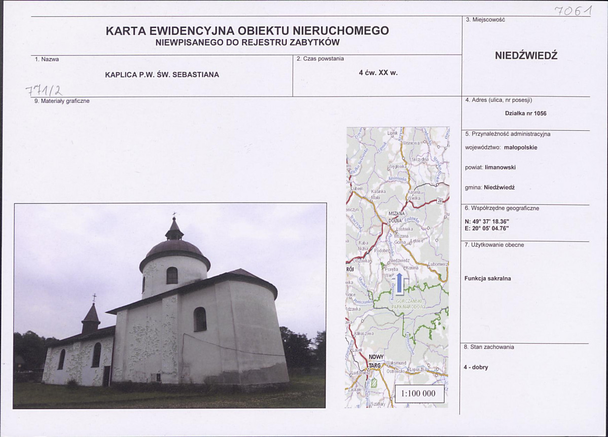 Karta obiektu niewpisanego do rejestru, skan nr 1