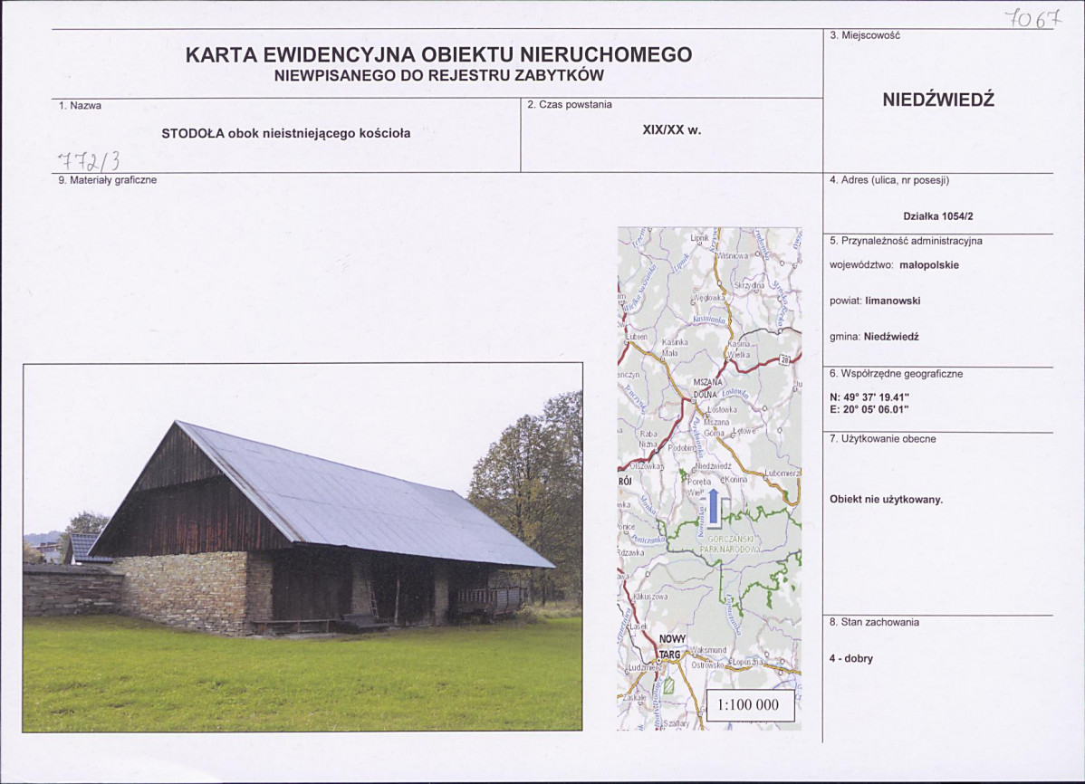 KEZN - Karta obiektu niewpisanego do rejestru, skan nr 1