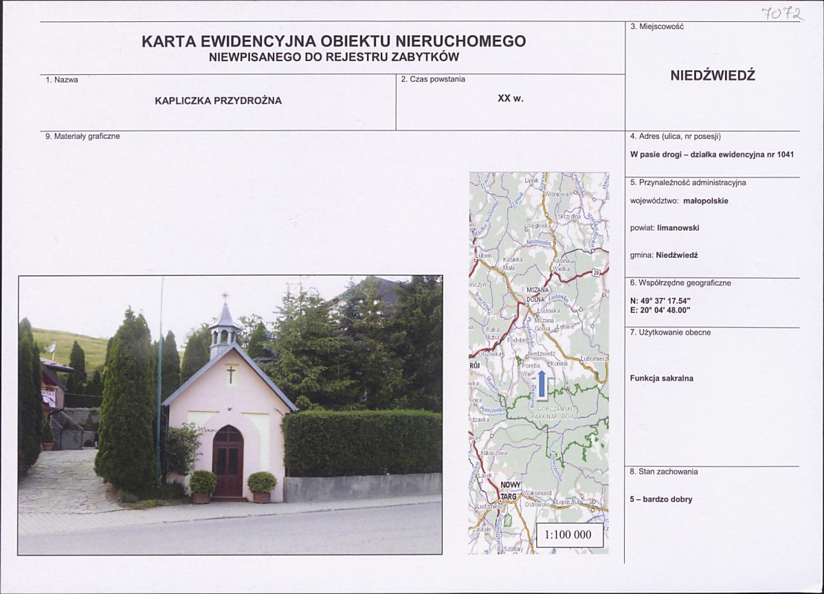 KEZN - Karta obiektu niewpisanego do rejestru, skan nr 1