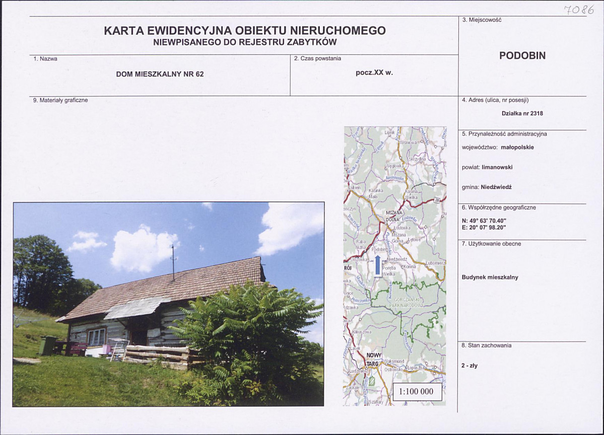KEZN - Karta obiektu niewpisanego do rejestru, skan nr 1