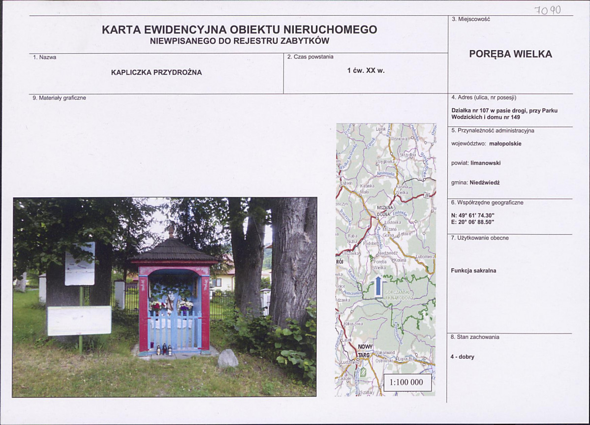 KEZN - Karta obiektu niewpisanego do rejestru, skan nr 1