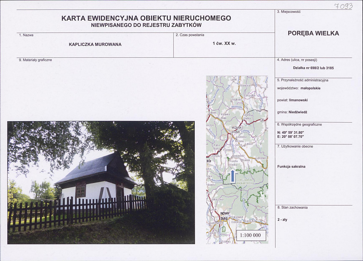 KEZN - Karta obiektu niewpisanego do rejestru, skan nr 1
