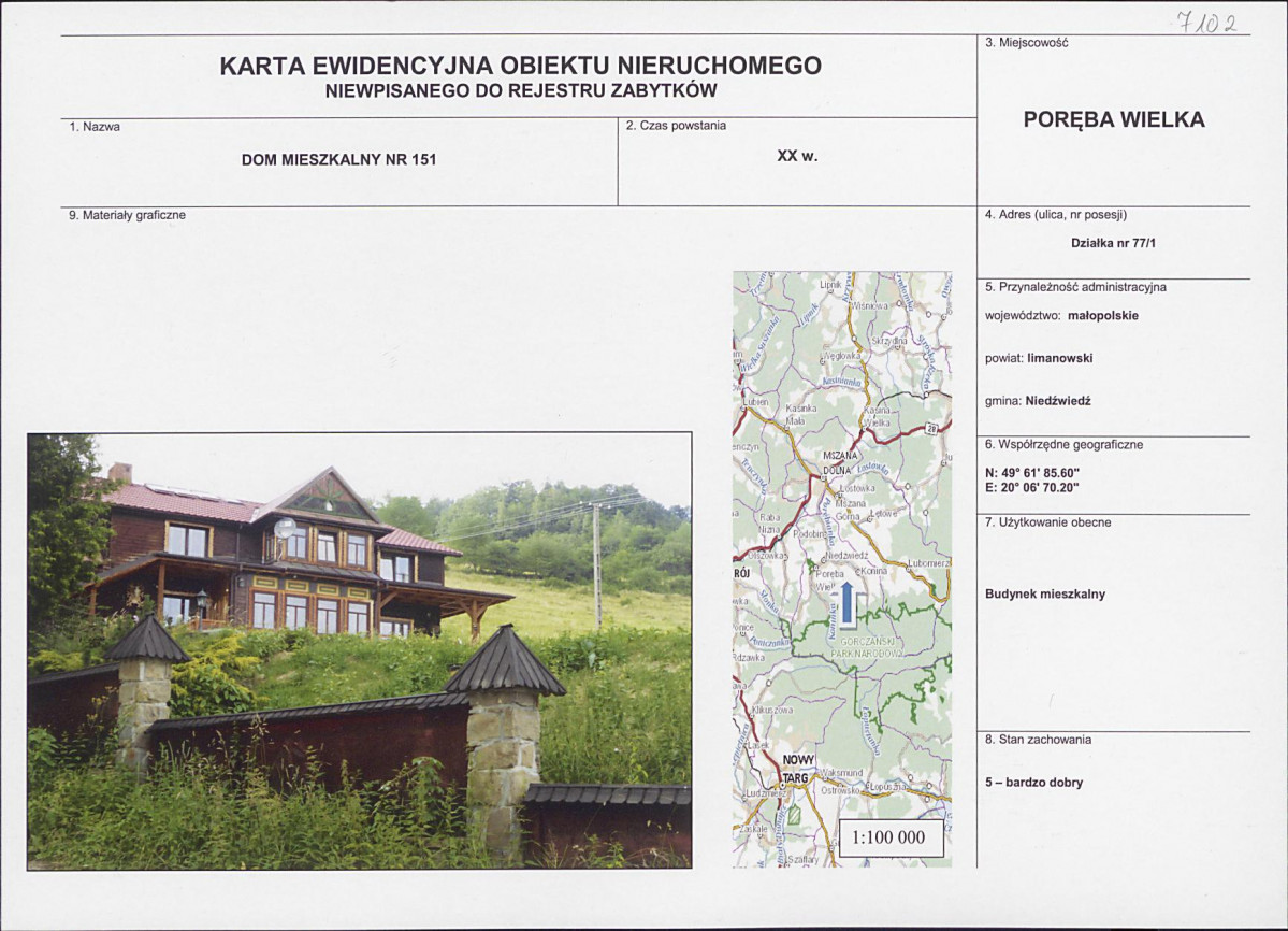 KEZN - Karta obiektu niewpisanego do rejestru, skan nr 1