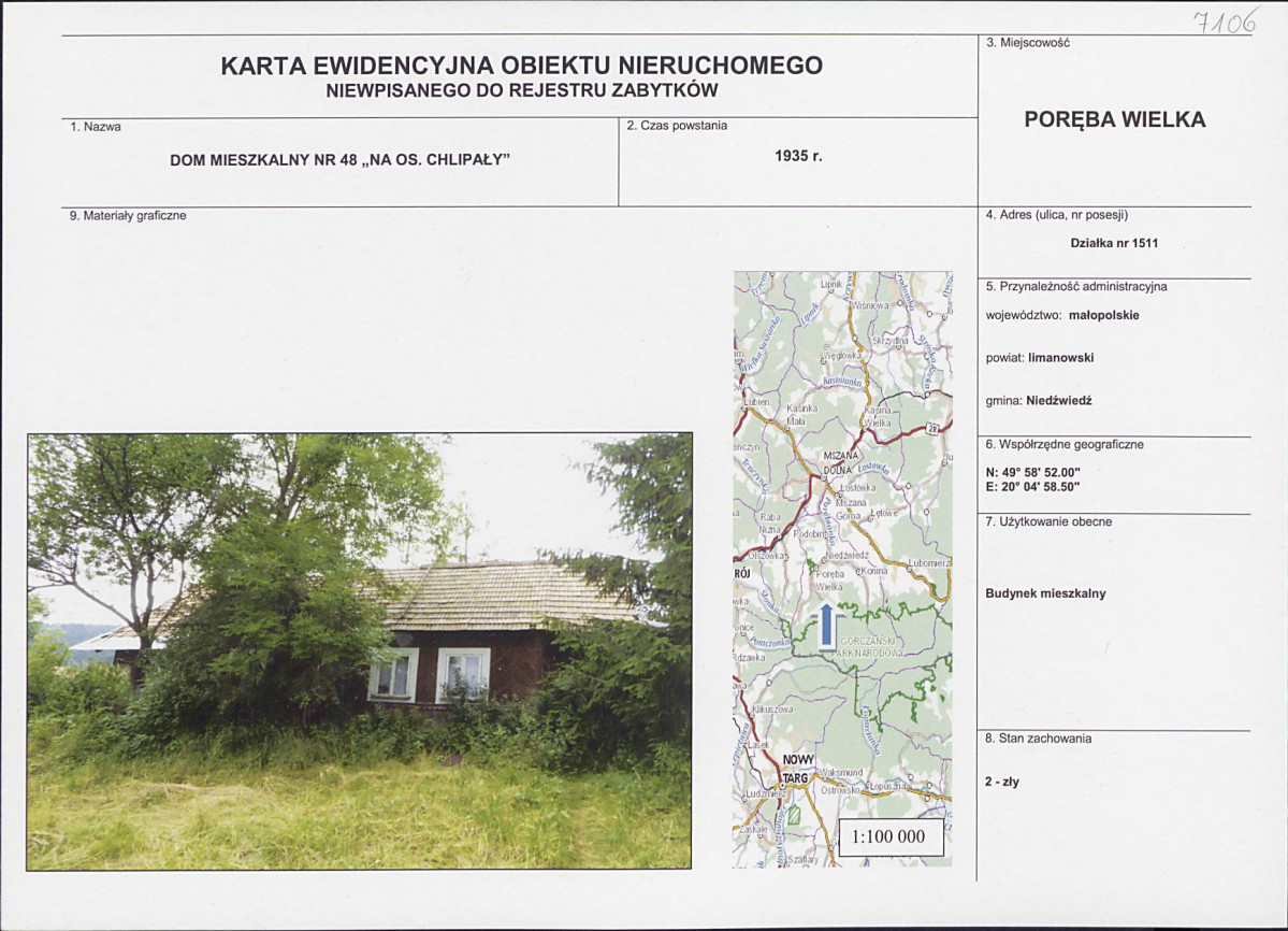 KEZN - Karta obiektu niewpisanego do rejestru, skan nr 1