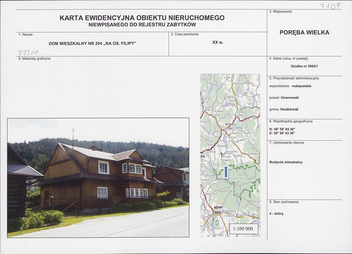 KEZN - Karta obiektu niewpisanego do rejestru, skan nr 1